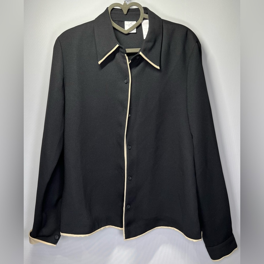 🌺Vintage Emma James by Liz Claiborne Long Sleeve Black Buttonup Shirt | Top🌸🌺